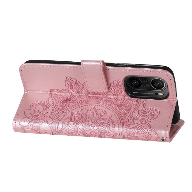 For Xiaomi Redmi K40/K40 Pro/Poco F3/ Mi 11i 7-petal Flowers Embossing Pattern Horizontal Flip PU Leather Case with Holder & Card Slots & Wallet & Photo Frame