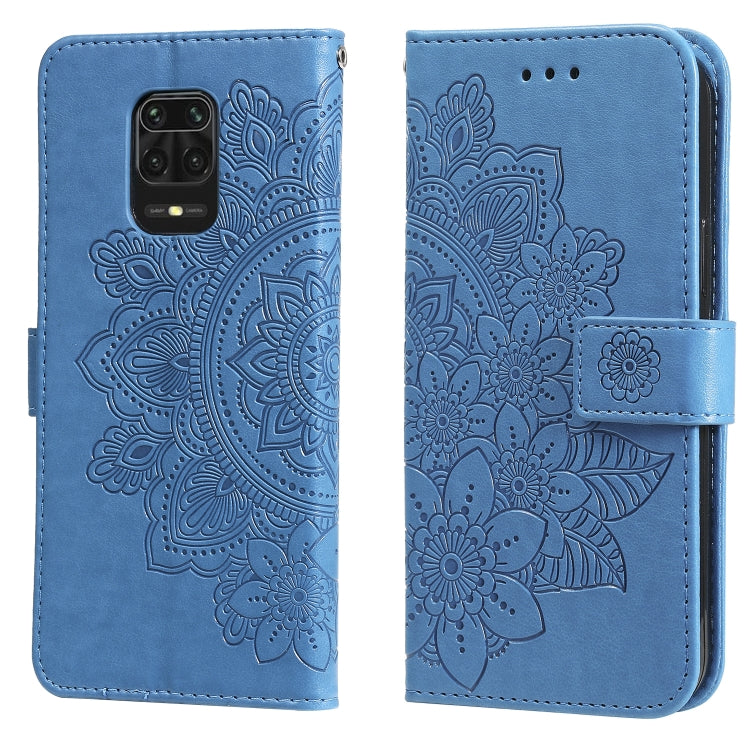 For Xiaomi Redmi Note 9s/Note 9 Pro 4G/Note 9 Pro Max 7-petal Flowers Embossing Pattern Horizontal Flip PU Leather Case with Holder & Card Slots & Wallet & Photo Frame