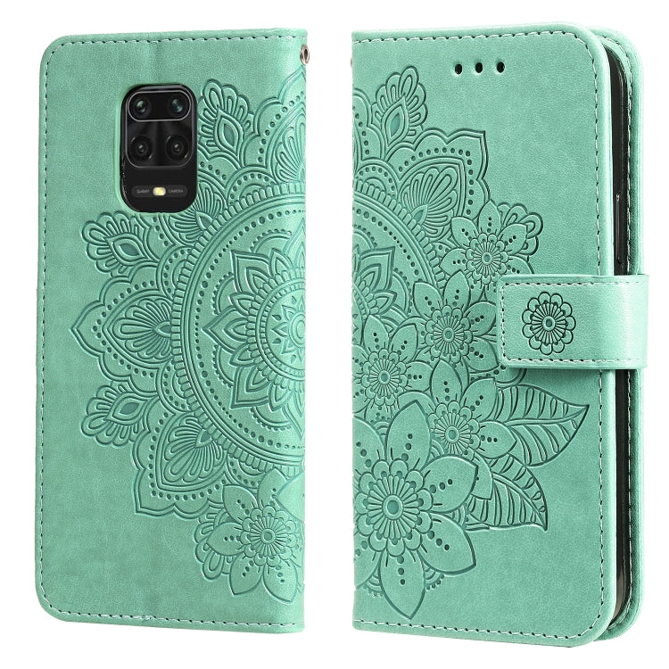 For Xiaomi Redmi Note 9s/Note 9 Pro 4G/Note 9 Pro Max 7-petal Flowers Embossing Pattern Horizontal Flip PU Leather Case with Holder & Card Slots & Wallet & Photo Frame