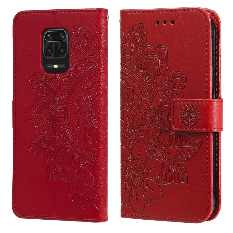 For Xiaomi Redmi Note 9s/Note 9 Pro 4G/Note 9 Pro Max 7-petal Flowers Embossing Pattern Horizontal Flip PU Leather Case with Holder & Card Slots & Wallet & Photo Frame
