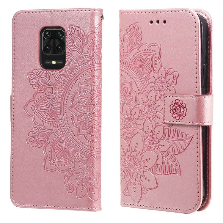 For Xiaomi Redmi Note 9s/Note 9 Pro 4G/Note 9 Pro Max 7-petal Flowers Embossing Pattern Horizontal Flip PU Leather Case with Holder & Card Slots & Wallet & Photo Frame