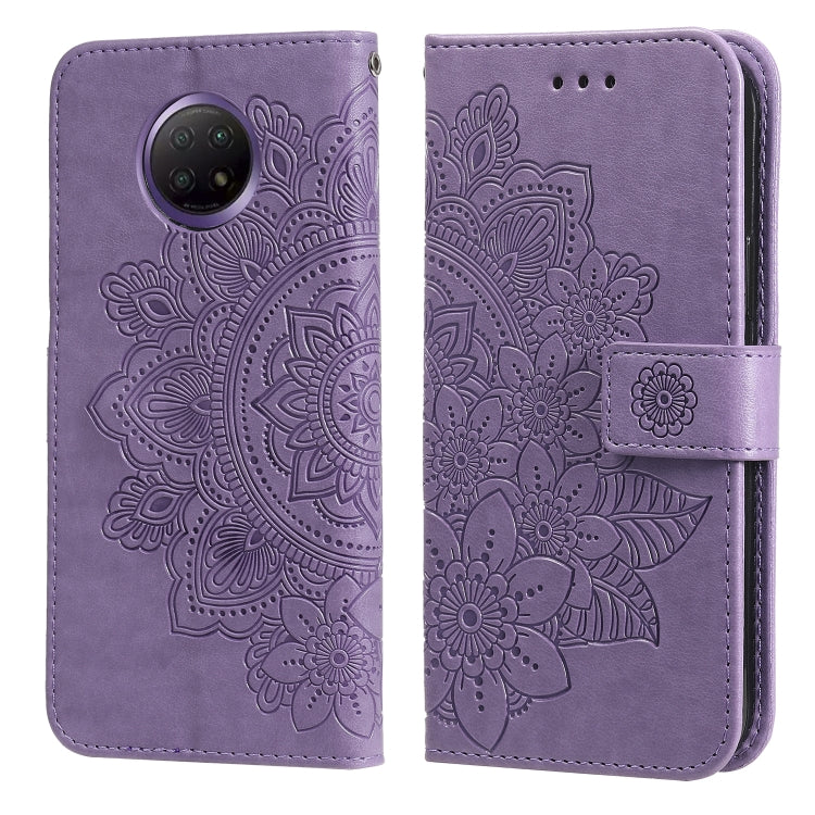 For Xiaomi Redmi Note 9T 5G / Note 9 5G (CN Version) 7-petal Flowers Embossing Pattern Horizontal Flip PU Leather Case with Holder & Card Slots & Wallet & Photo Frame