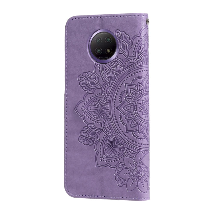 For Xiaomi Redmi Note 9T 5G / Note 9 5G (CN Version) 7-petal Flowers Embossing Pattern Horizontal Flip PU Leather Case with Holder & Card Slots & Wallet & Photo Frame