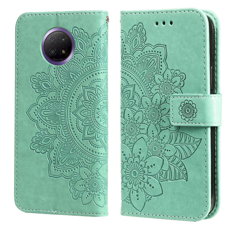 For Xiaomi Redmi Note 9T 5G / Note 9 5G (CN Version) 7-petal Flowers Embossing Pattern Horizontal Flip PU Leather Case with Holder & Card Slots & Wallet & Photo Frame