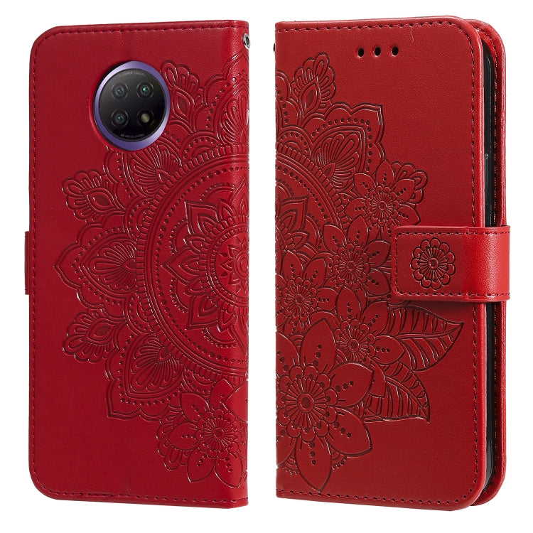 For Xiaomi Redmi Note 9T 5G / Note 9 5G (CN Version) 7-petal Flowers Embossing Pattern Horizontal Flip PU Leather Case with Holder & Card Slots & Wallet & Photo Frame