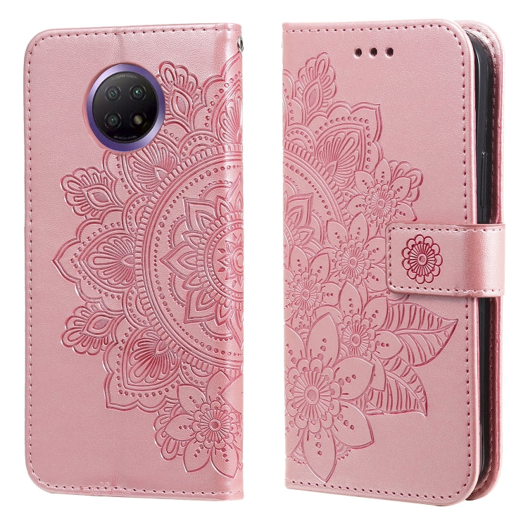 For Xiaomi Redmi Note 9T 5G / Note 9 5G (CN Version) 7-petal Flowers Embossing Pattern Horizontal Flip PU Leather Case with Holder & Card Slots & Wallet & Photo Frame