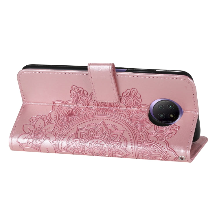 For Xiaomi Redmi Note 9T 5G / Note 9 5G (CN Version) 7-petal Flowers Embossing Pattern Horizontal Flip PU Leather Case with Holder & Card Slots & Wallet & Photo Frame