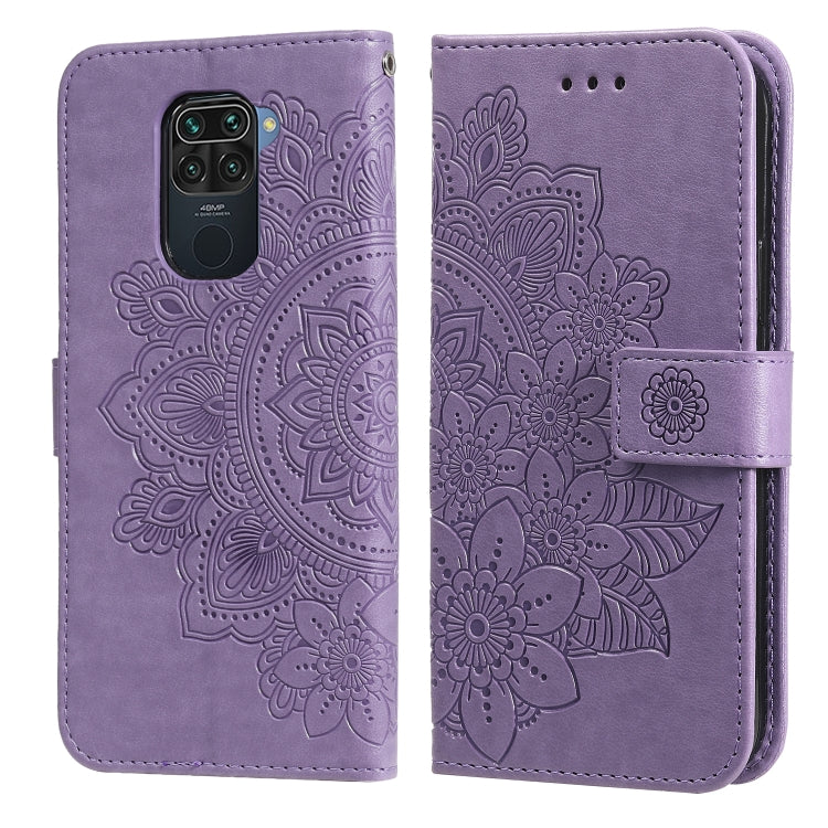 For Xiaomi Redmi Note 9 4G (Foreign Version) / Mi 10X 4G 7-petal Flowers Embossing Pattern Horizontal Flip PU Leather Case with Holder & Card Slots & Wallet & Photo Frame