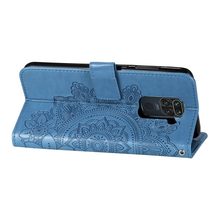 For Xiaomi Redmi Note 9 4G (Foreign Version) / Mi 10X 4G 7-petal Flowers Embossing Pattern Horizontal Flip PU Leather Case with Holder & Card Slots & Wallet & Photo Frame