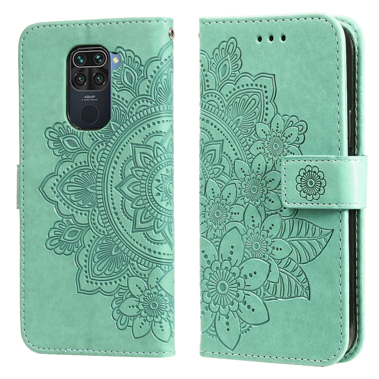 For Xiaomi Redmi Note 9 4G (Foreign Version) / Mi 10X 4G 7-petal Flowers Embossing Pattern Horizontal Flip PU Leather Case with Holder & Card Slots & Wallet & Photo Frame