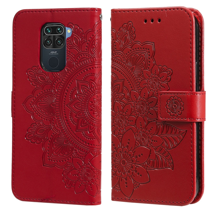 For Xiaomi Redmi Note 9 4G (Foreign Version) / Mi 10X 4G 7-petal Flowers Embossing Pattern Horizontal Flip PU Leather Case with Holder & Card Slots & Wallet & Photo Frame