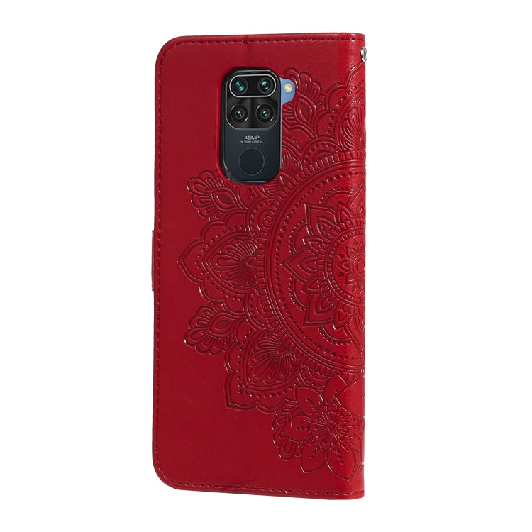 For Xiaomi Redmi Note 9 4G (Foreign Version) / Mi 10X 4G 7-petal Flowers Embossing Pattern Horizontal Flip PU Leather Case with Holder & Card Slots & Wallet & Photo Frame