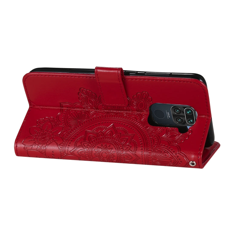 For Xiaomi Redmi Note 9 4G (Foreign Version) / Mi 10X 4G 7-petal Flowers Embossing Pattern Horizontal Flip PU Leather Case with Holder & Card Slots & Wallet & Photo Frame