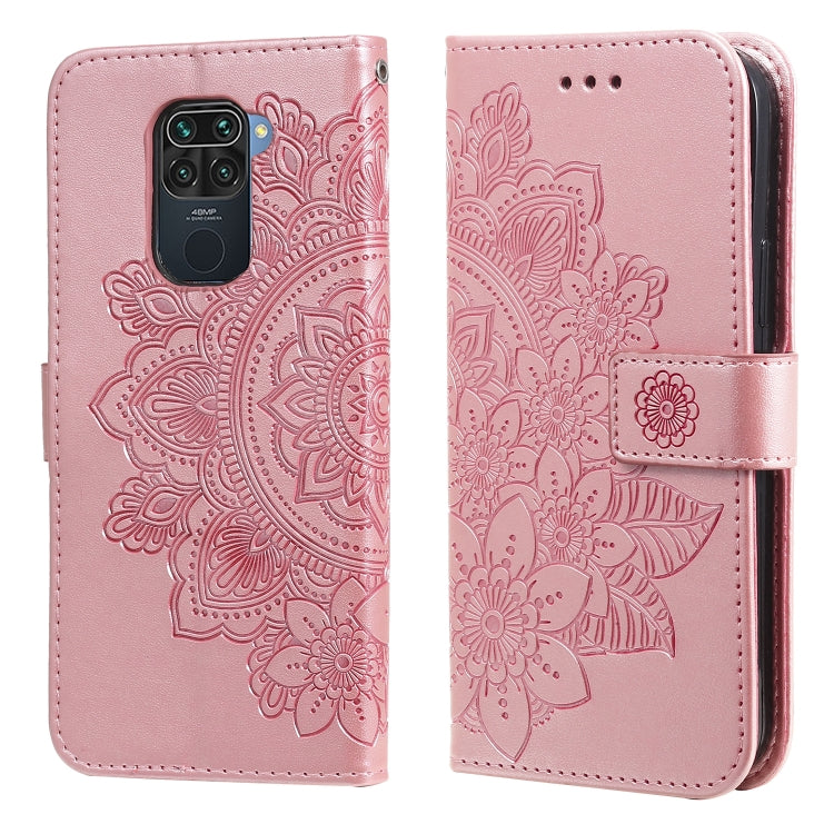 For Xiaomi Redmi Note 9 4G (Foreign Version) / Mi 10X 4G 7-petal Flowers Embossing Pattern Horizontal Flip PU Leather Case with Holder & Card Slots & Wallet & Photo Frame