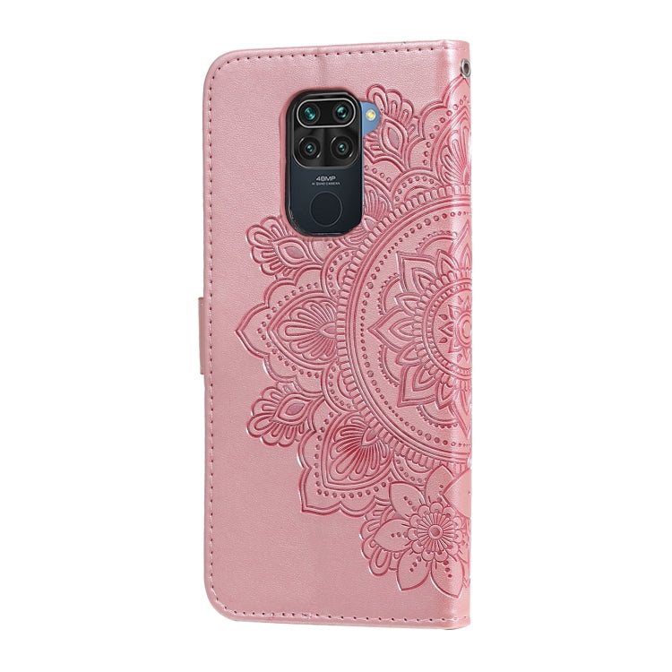 For Xiaomi Redmi Note 9 4G (Foreign Version) / Mi 10X 4G 7-petal Flowers Embossing Pattern Horizontal Flip PU Leather Case with Holder & Card Slots & Wallet & Photo Frame