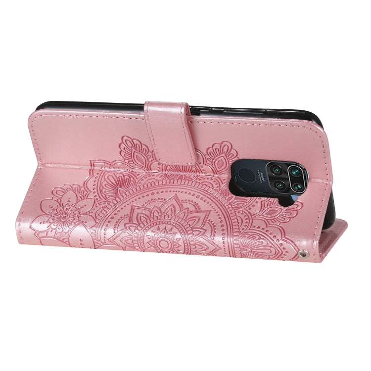 For Xiaomi Redmi Note 9 4G (Foreign Version) / Mi 10X 4G 7-petal Flowers Embossing Pattern Horizontal Flip PU Leather Case with Holder & Card Slots & Wallet & Photo Frame