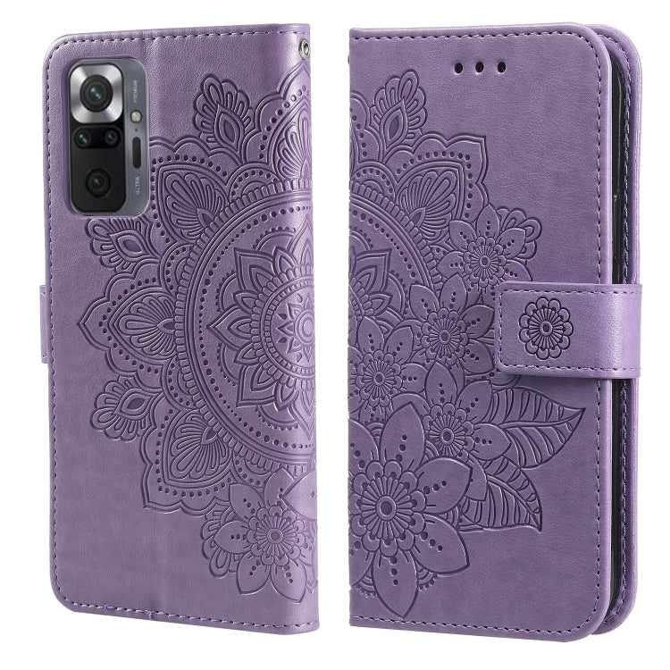 For Xiaomi Redmi Note 10 Pro / Note 10 Pro Max 7-petal Flowers Embossing Pattern Horizontal Flip PU Leather Case with Holder & Card Slots & Wallet & Photo Frame