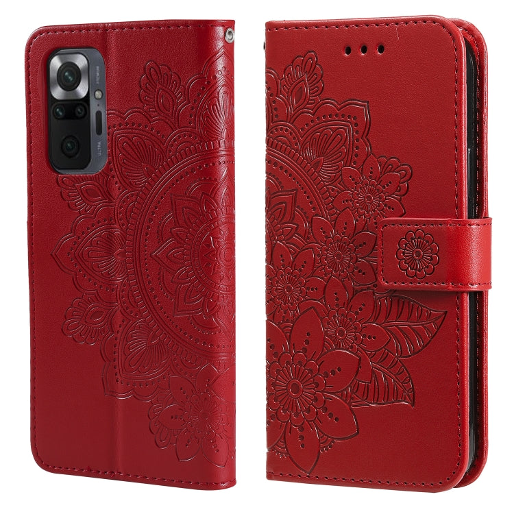 For Xiaomi Redmi Note 10 Pro / Note 10 Pro Max 7-petal Flowers Embossing Pattern Horizontal Flip PU Leather Case with Holder & Card Slots & Wallet & Photo Frame