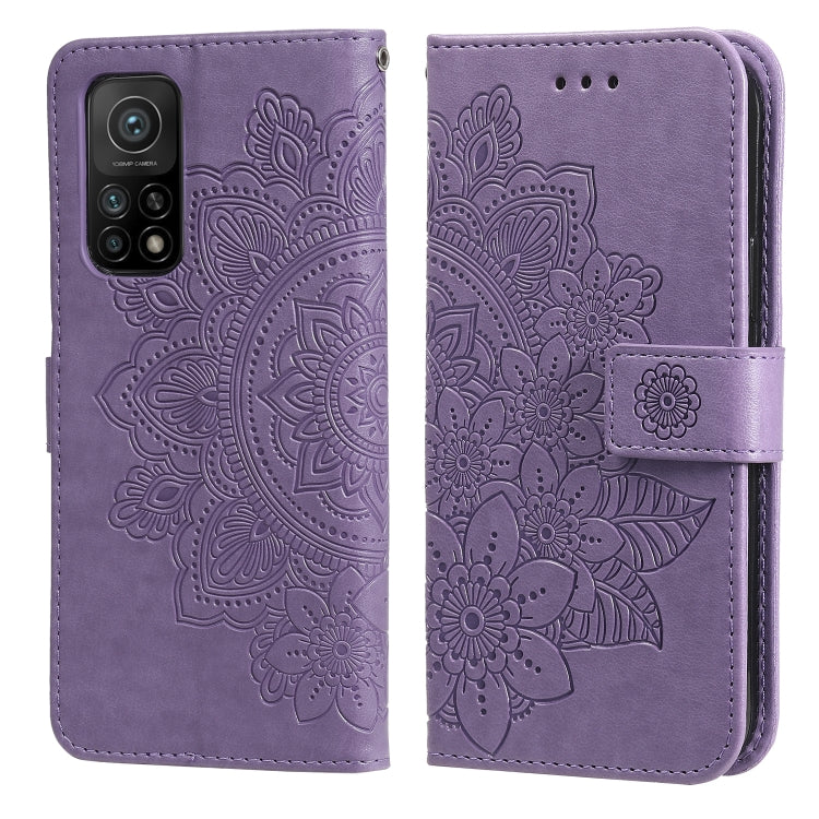 For Xiaomi Mi 10T Pro 7-petal Flowers Embossing Pattern Horizontal Flip PU Leather Case with Holder & Card Slots & Wallet & Photo Frame