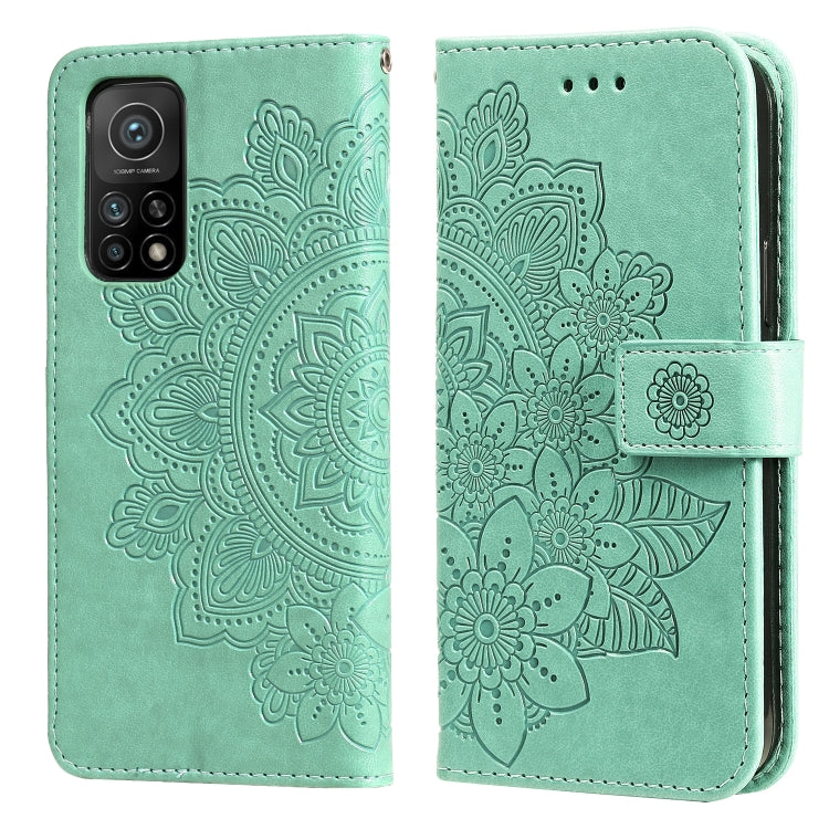 For Xiaomi Mi 10T Pro 7-petal Flowers Embossing Pattern Horizontal Flip PU Leather Case with Holder & Card Slots & Wallet & Photo Frame
