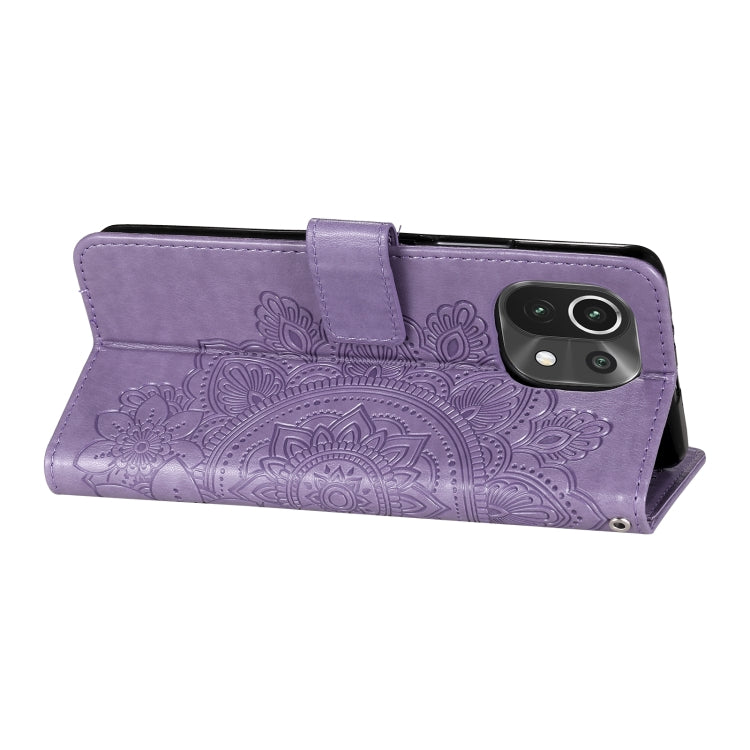 For Xiaomi Mi 11 7-petal Flowers Embossing Pattern Horizontal Flip PU Leather Case with Holder & Card Slots & Wallet & Photo Frame