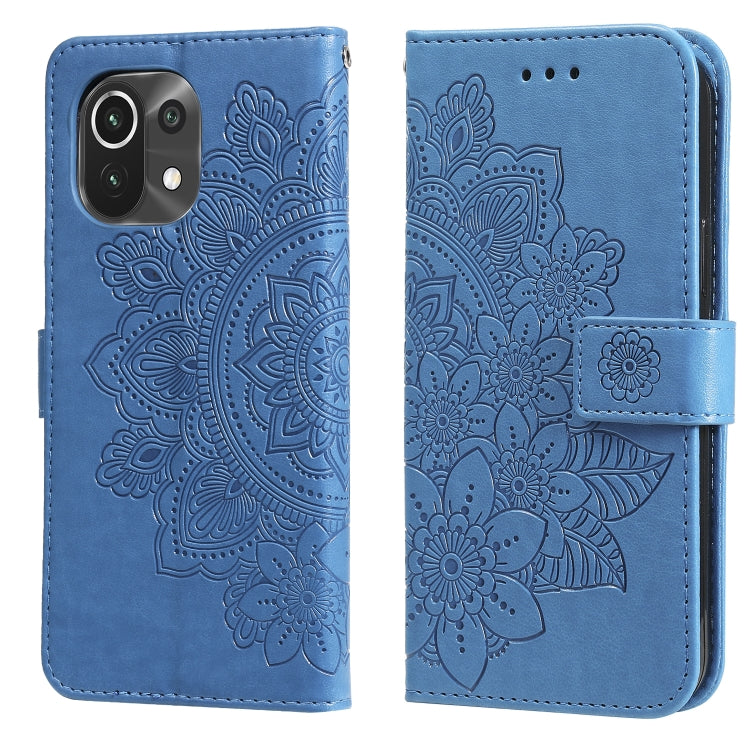 For Xiaomi Mi 11 7-petal Flowers Embossing Pattern Horizontal Flip PU Leather Case with Holder & Card Slots & Wallet & Photo Frame