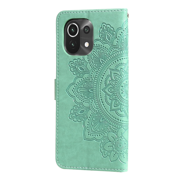 For Xiaomi Mi 11 7-petal Flowers Embossing Pattern Horizontal Flip PU Leather Case with Holder & Card Slots & Wallet & Photo Frame