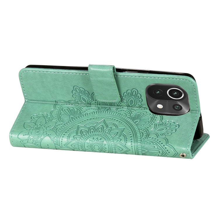 For Xiaomi Mi 11 7-petal Flowers Embossing Pattern Horizontal Flip PU Leather Case with Holder & Card Slots & Wallet & Photo Frame