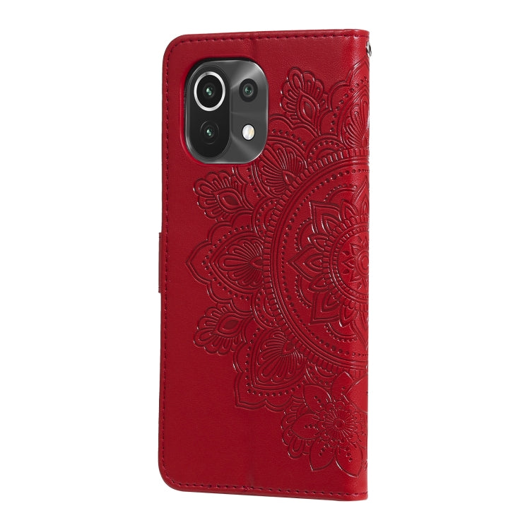For Xiaomi Mi 11 7-petal Flowers Embossing Pattern Horizontal Flip PU Leather Case with Holder & Card Slots & Wallet & Photo Frame