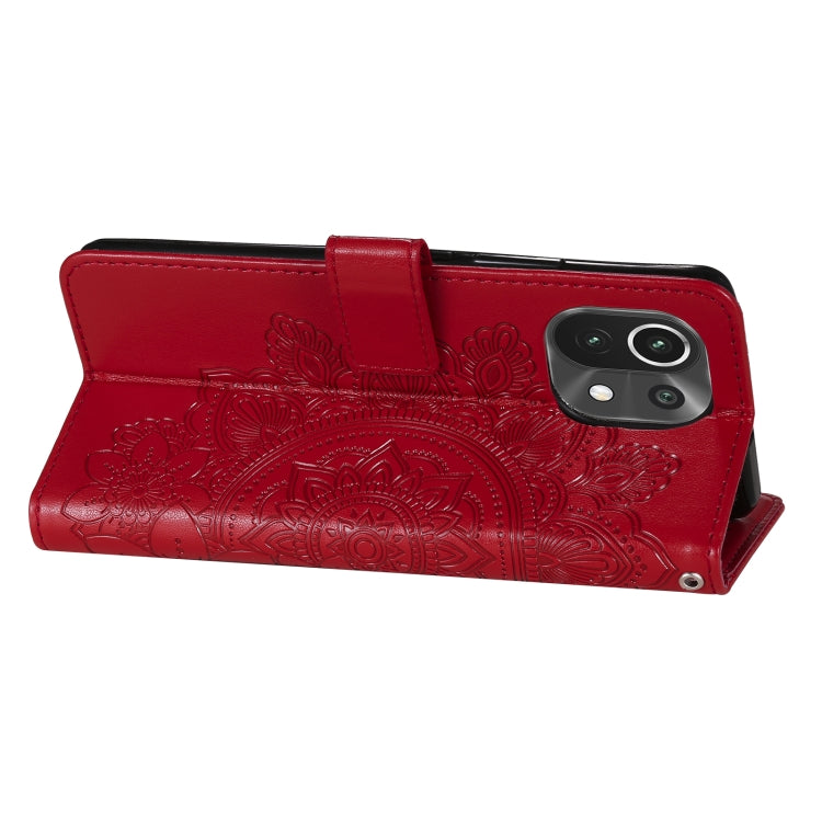 For Xiaomi Mi 11 7-petal Flowers Embossing Pattern Horizontal Flip PU Leather Case with Holder & Card Slots & Wallet & Photo Frame