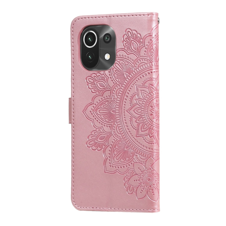For Xiaomi Mi 11 7-petal Flowers Embossing Pattern Horizontal Flip PU Leather Case with Holder & Card Slots & Wallet & Photo Frame