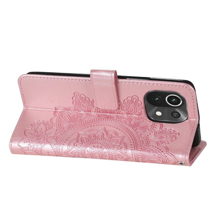 For Xiaomi Mi 11 7-petal Flowers Embossing Pattern Horizontal Flip PU Leather Case with Holder & Card Slots & Wallet & Photo Frame