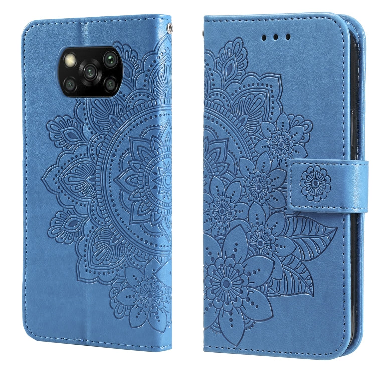 For Xiaomi Poco X3/X3 Pro/X3 NFC 7-petal Flowers Embossing Pattern Horizontal Flip PU Leather Case with Holder & Card Slots & Wallet & Photo Frame