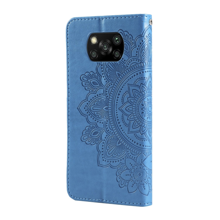 For Xiaomi Poco X3/X3 Pro/X3 NFC 7-petal Flowers Embossing Pattern Horizontal Flip PU Leather Case with Holder & Card Slots & Wallet & Photo Frame