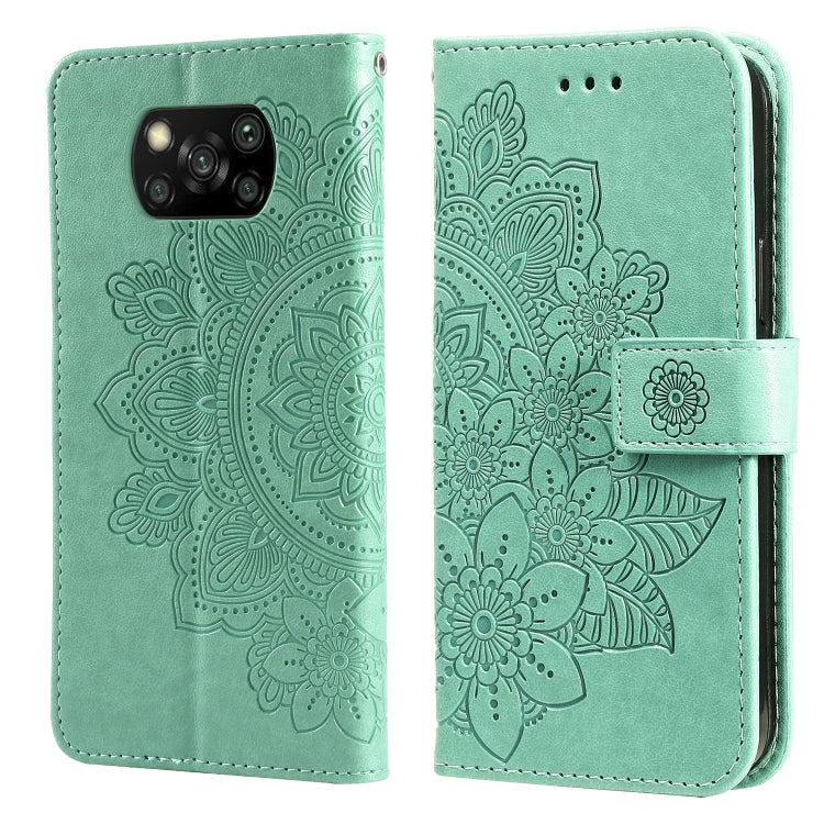 For Xiaomi Poco X3/X3 Pro/X3 NFC 7-petal Flowers Embossing Pattern Horizontal Flip PU Leather Case with Holder & Card Slots & Wallet & Photo Frame