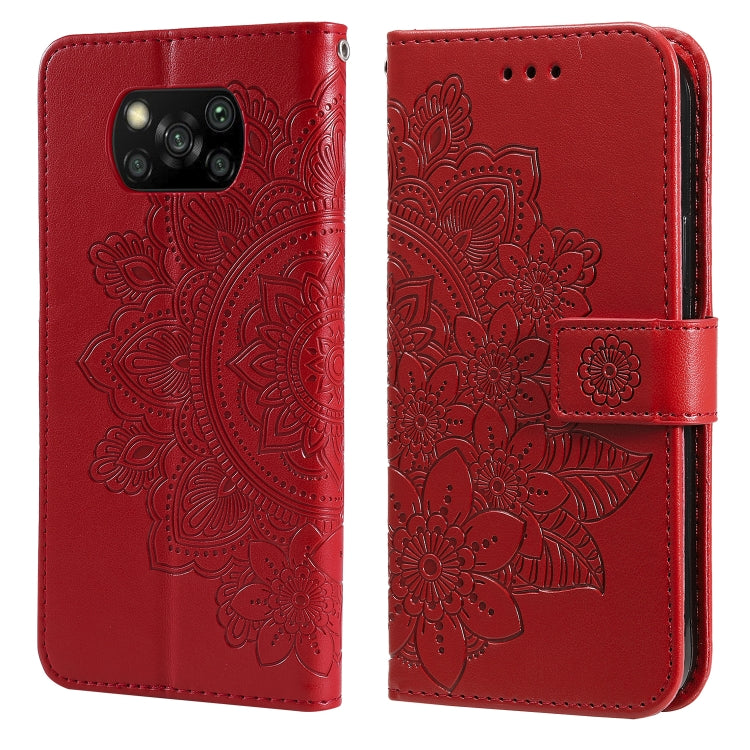 For Xiaomi Poco X3/X3 Pro/X3 NFC 7-petal Flowers Embossing Pattern Horizontal Flip PU Leather Case with Holder & Card Slots & Wallet & Photo Frame