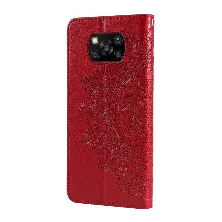 For Xiaomi Poco X3/X3 Pro/X3 NFC 7-petal Flowers Embossing Pattern Horizontal Flip PU Leather Case with Holder & Card Slots & Wallet & Photo Frame
