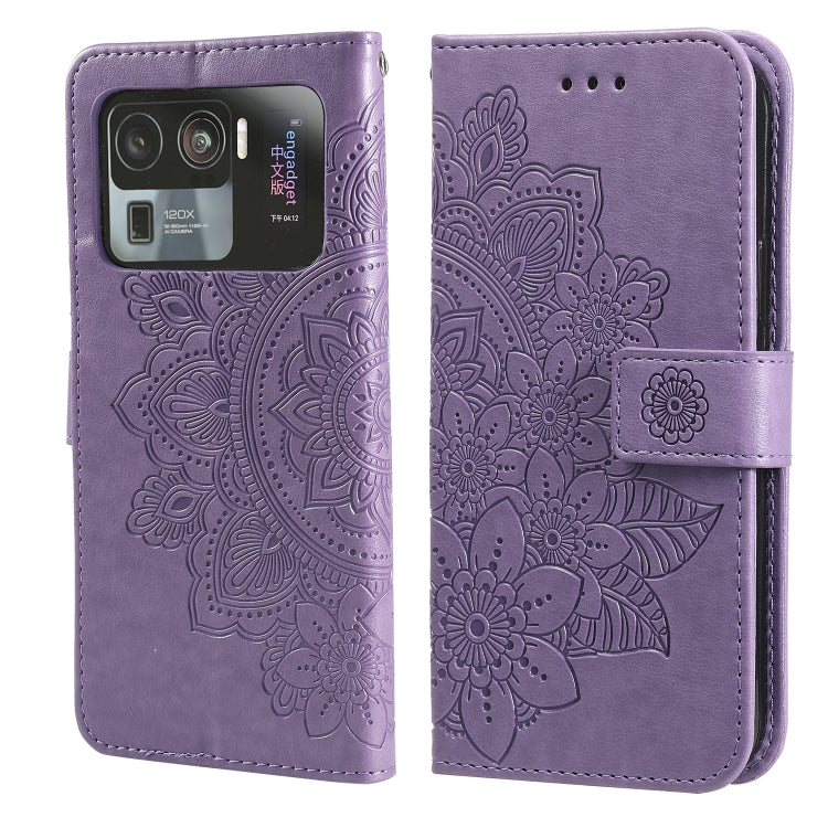 For Xiaomi Mi 11 Ultra 7-petal Flowers Embossing Pattern Horizontal Flip PU Leather Case with Holder & Card Slots & Wallet & Photo Frame
