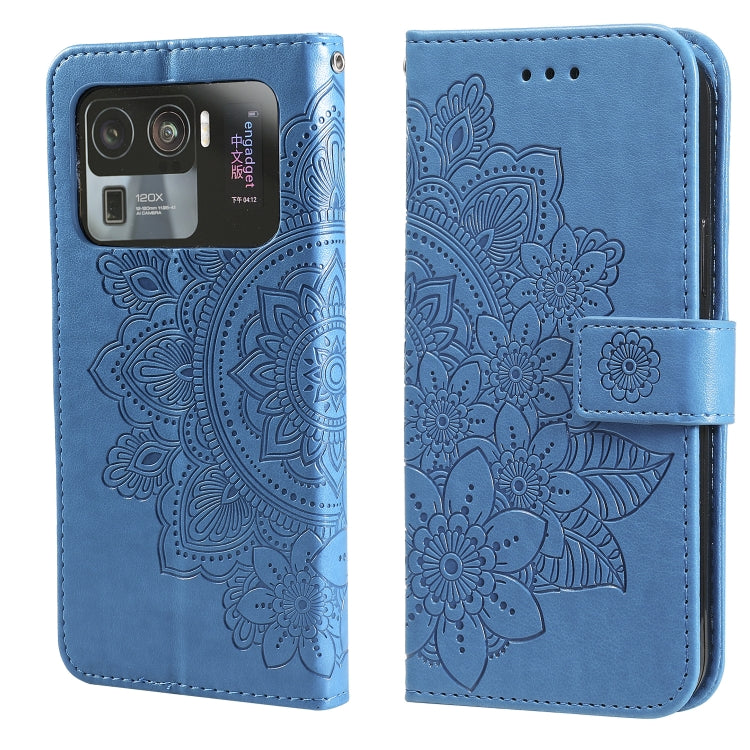 For Xiaomi Mi 11 Ultra 7-petal Flowers Embossing Pattern Horizontal Flip PU Leather Case with Holder & Card Slots & Wallet & Photo Frame