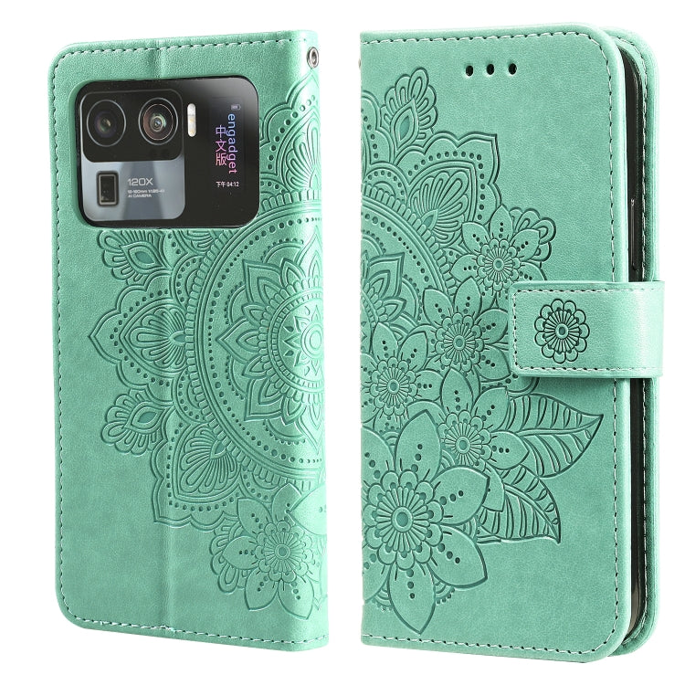 For Xiaomi Mi 11 Ultra 7-petal Flowers Embossing Pattern Horizontal Flip PU Leather Case with Holder & Card Slots & Wallet & Photo Frame