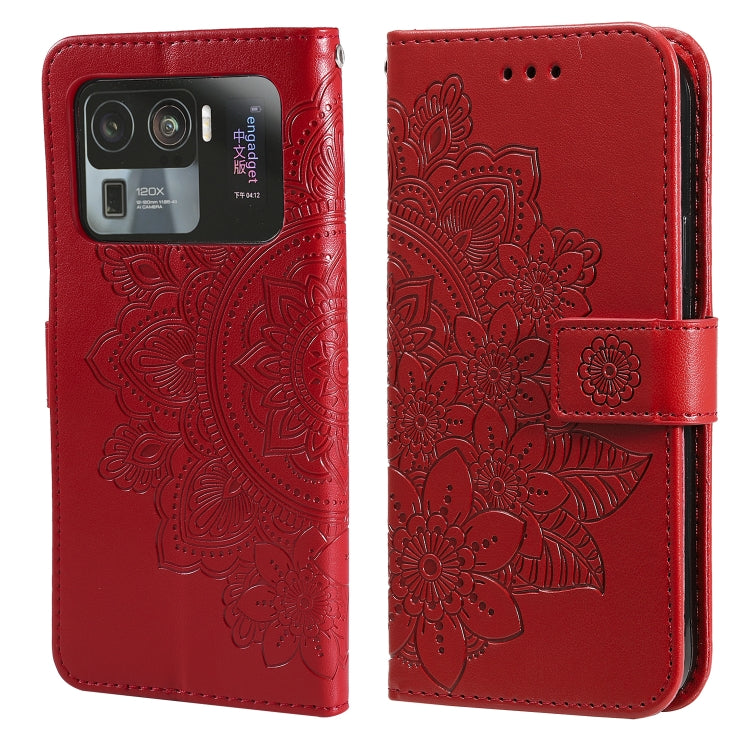 For Xiaomi Mi 11 Ultra 7-petal Flowers Embossing Pattern Horizontal Flip PU Leather Case with Holder & Card Slots & Wallet & Photo Frame