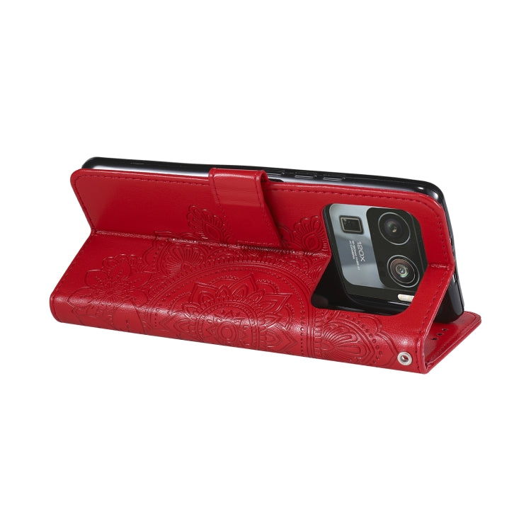 For Xiaomi Mi 11 Ultra 7-petal Flowers Embossing Pattern Horizontal Flip PU Leather Case with Holder & Card Slots & Wallet & Photo Frame