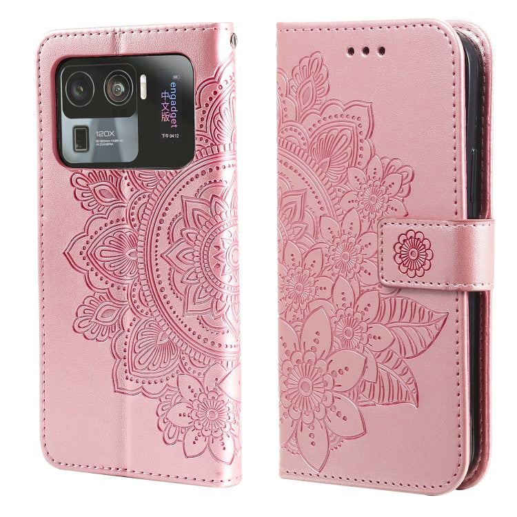 For Xiaomi Mi 11 Ultra 7-petal Flowers Embossing Pattern Horizontal Flip PU Leather Case with Holder & Card Slots & Wallet & Photo Frame