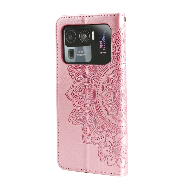 For Xiaomi Mi 11 Ultra 7-petal Flowers Embossing Pattern Horizontal Flip PU Leather Case with Holder & Card Slots & Wallet & Photo Frame