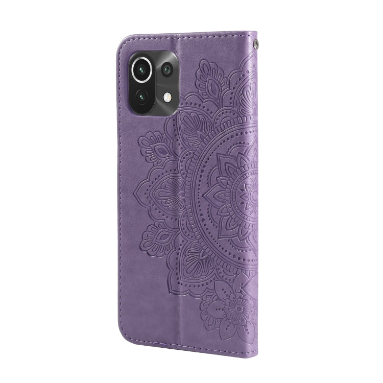 For Xiaomi Mi 11 Lite 7-petal Flowers Embossing Pattern Horizontal Flip PU Leather Case with Holder & Card Slots & Wallet & Photo Frame