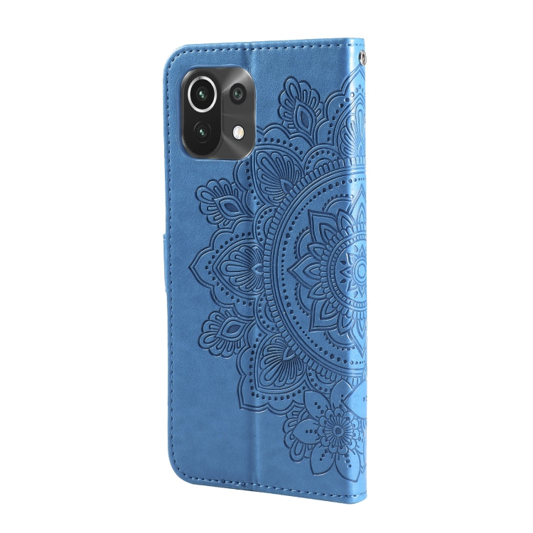 For Xiaomi Mi 11 Lite 7-petal Flowers Embossing Pattern Horizontal Flip PU Leather Case with Holder & Card Slots & Wallet & Photo Frame