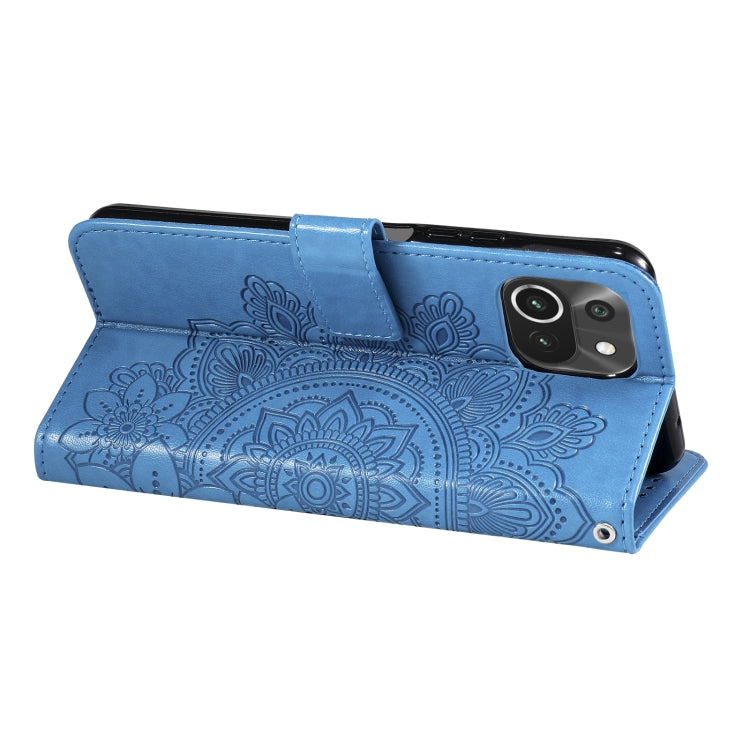 For Xiaomi Mi 11 Lite 7-petal Flowers Embossing Pattern Horizontal Flip PU Leather Case with Holder & Card Slots & Wallet & Photo Frame