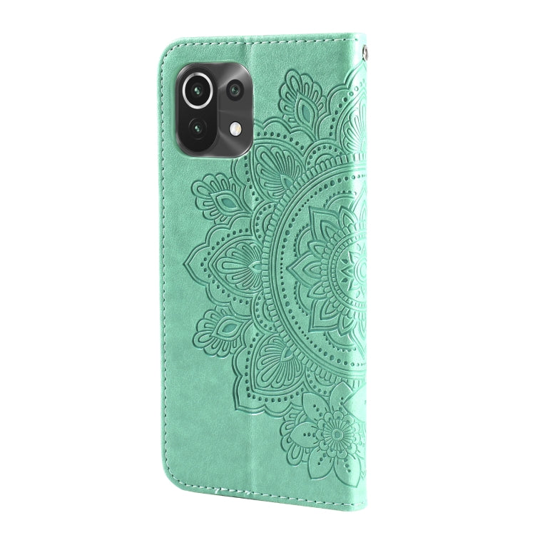 For Xiaomi Mi 11 Lite 7-petal Flowers Embossing Pattern Horizontal Flip PU Leather Case with Holder & Card Slots & Wallet & Photo Frame