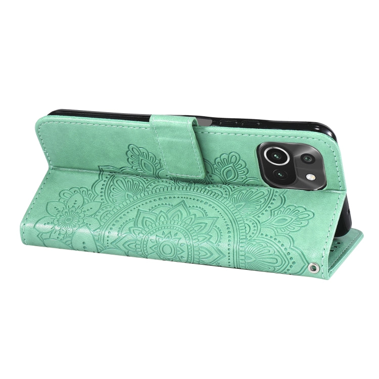 For Xiaomi Mi 11 Lite 7-petal Flowers Embossing Pattern Horizontal Flip PU Leather Case with Holder & Card Slots & Wallet & Photo Frame