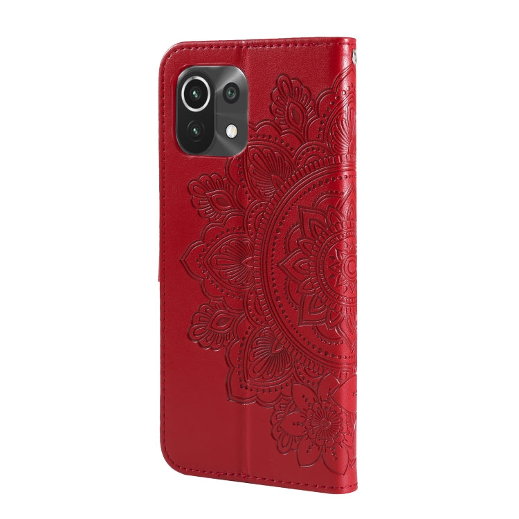 For Xiaomi Mi 11 Lite 7-petal Flowers Embossing Pattern Horizontal Flip PU Leather Case with Holder & Card Slots & Wallet & Photo Frame